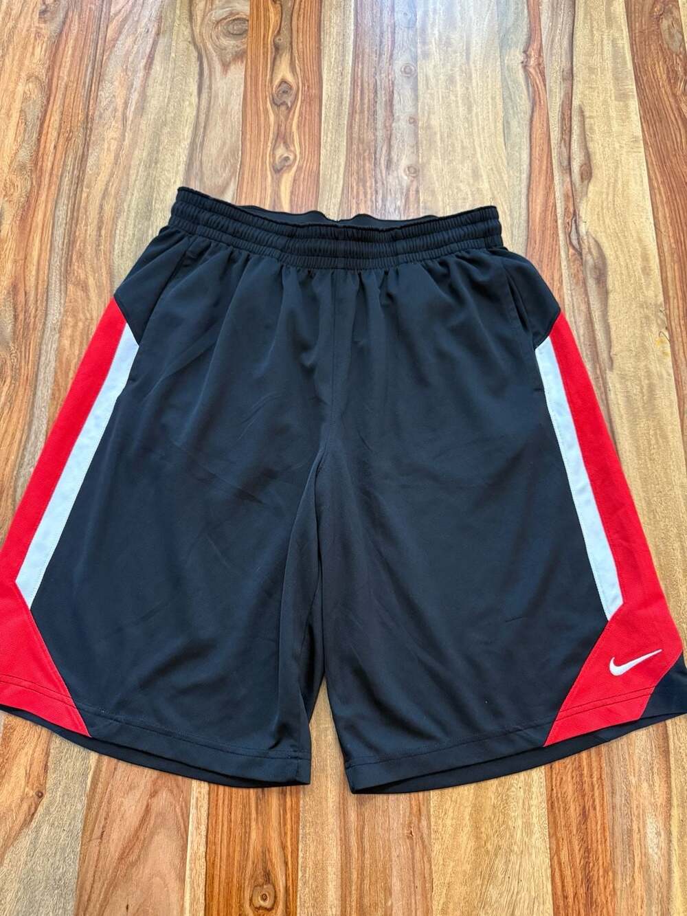 Nike Dri-Fit Athletic Basketball Shorts Black Red Size Large